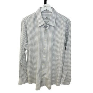 Peter Millar Men's Cotton  Plaid Gray Classic Button Down Size Large